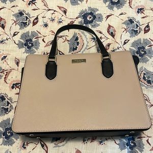 Kate Spade soft pink and black satchel bag with strap